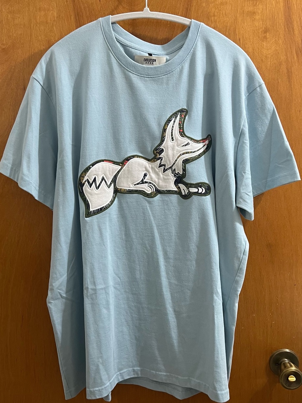Akoo Light Blue embroidery Fox Tee